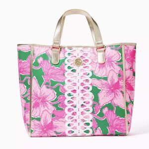 Lilly Pulitzer Kelly Green HIBIS Kiss Tote Gwp Nwt